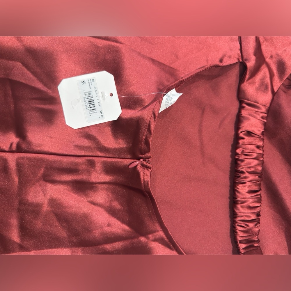 Altar’d State Elegant Strapless Satin Dress in Red - Picture 6 of 6